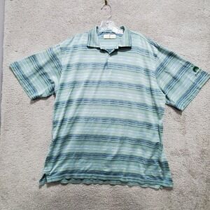 Harry Vardon‎ Penn State Polo Shirt Men's Large Blue Green Striped  Knit Golf